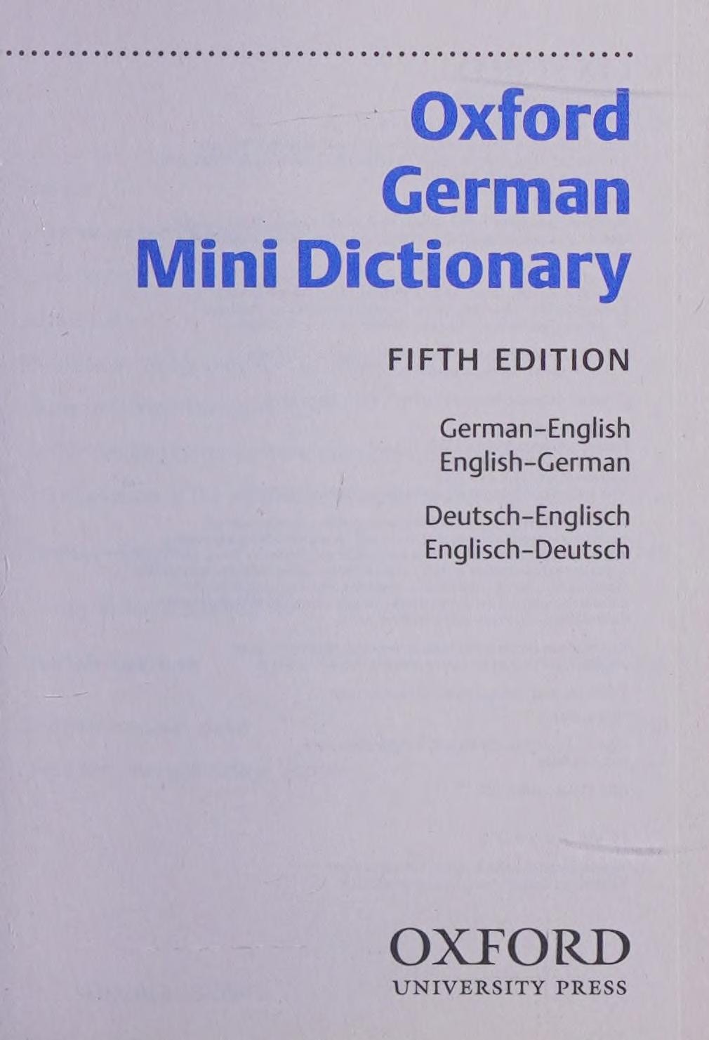 Oxford German Mini Dictionary 5e