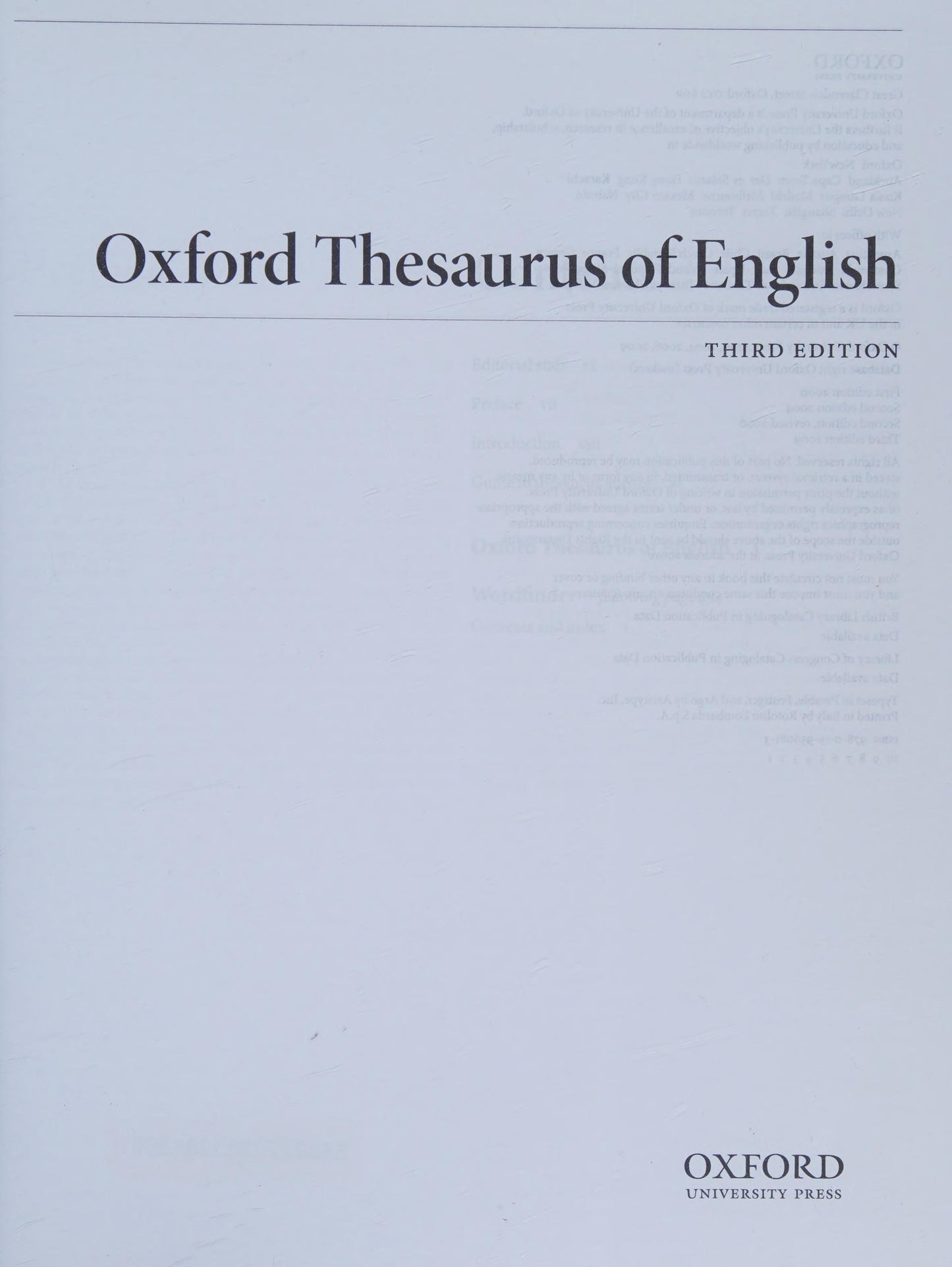 Oxford Thesaurus Of English 3e