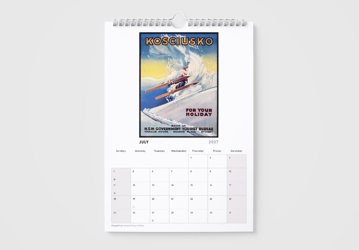 2027 Calendar Vintage Australian Travel Posters