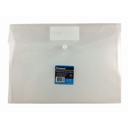 Protext A4 Document Wallet With Button Closure (clear)
