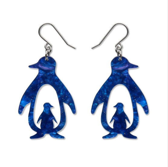 Erstwilder - Drop Earrings Double Penguin Blue