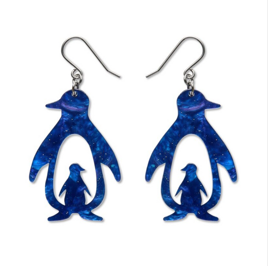 Erstwilder - Drop Earrings Double Penguin Blue