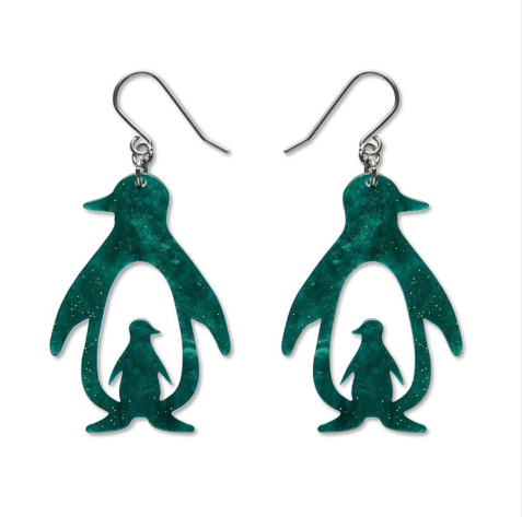 Erstwilder - Drop Earrings Double Penguin Green