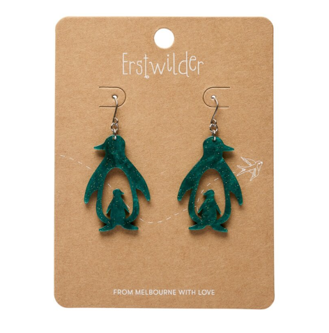 Erstwilder - Drop Earrings Double Penguin Green